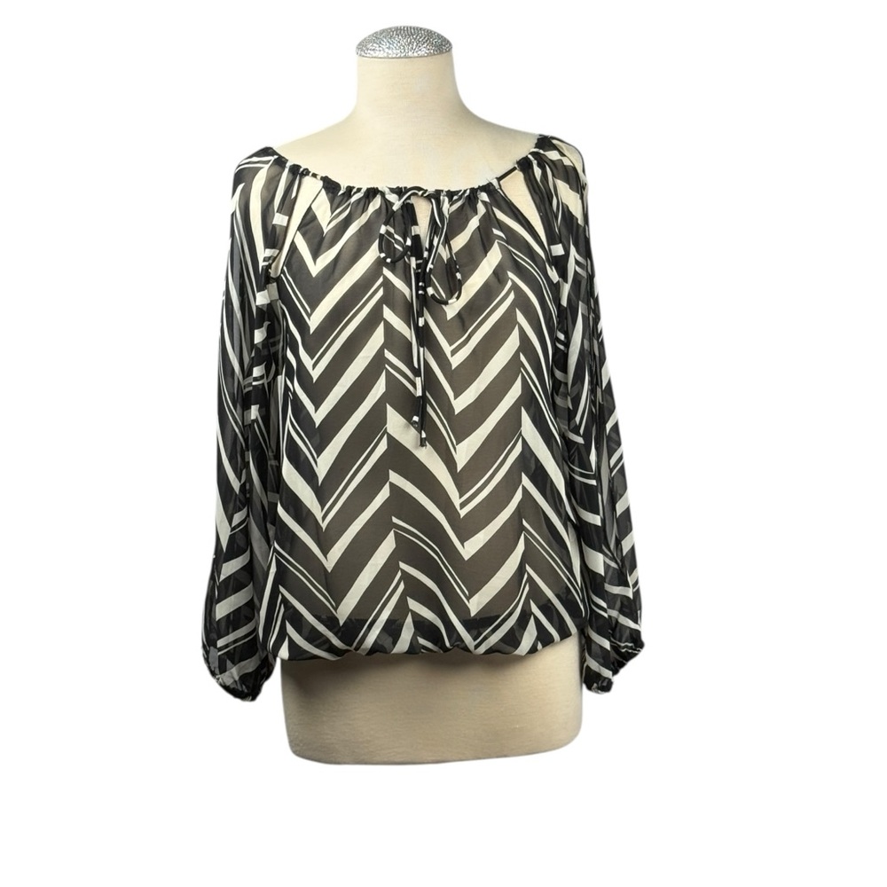 Trac Black and White Chevron Blouse